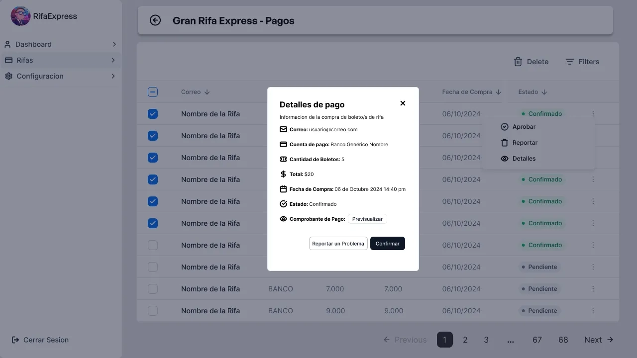 capture de confirmacion de pago rifaexpress